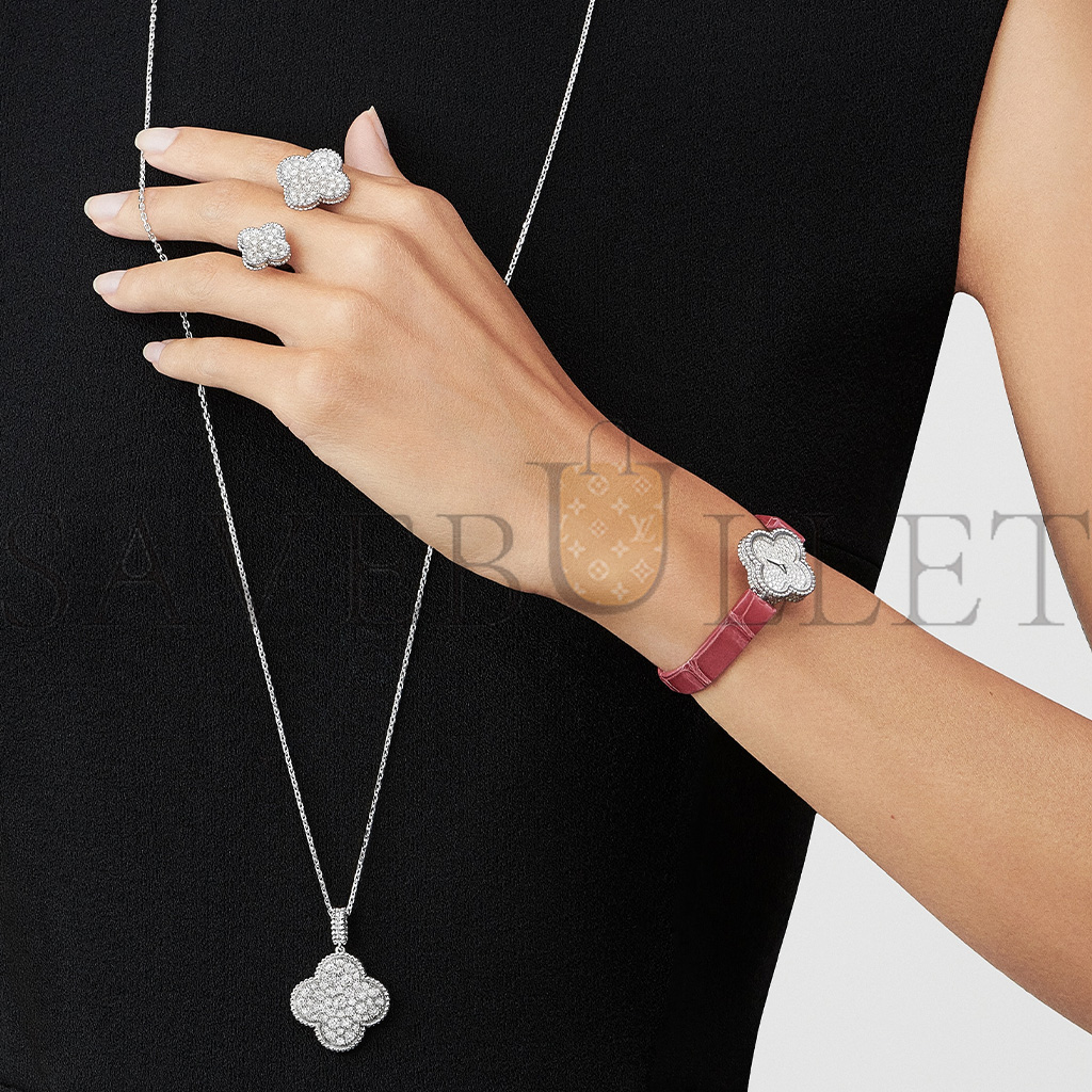 v*n cl**f & ar**ls magic alhambra long necklace, 1 motif - white gold, Di*m*nd  vcaro49o00